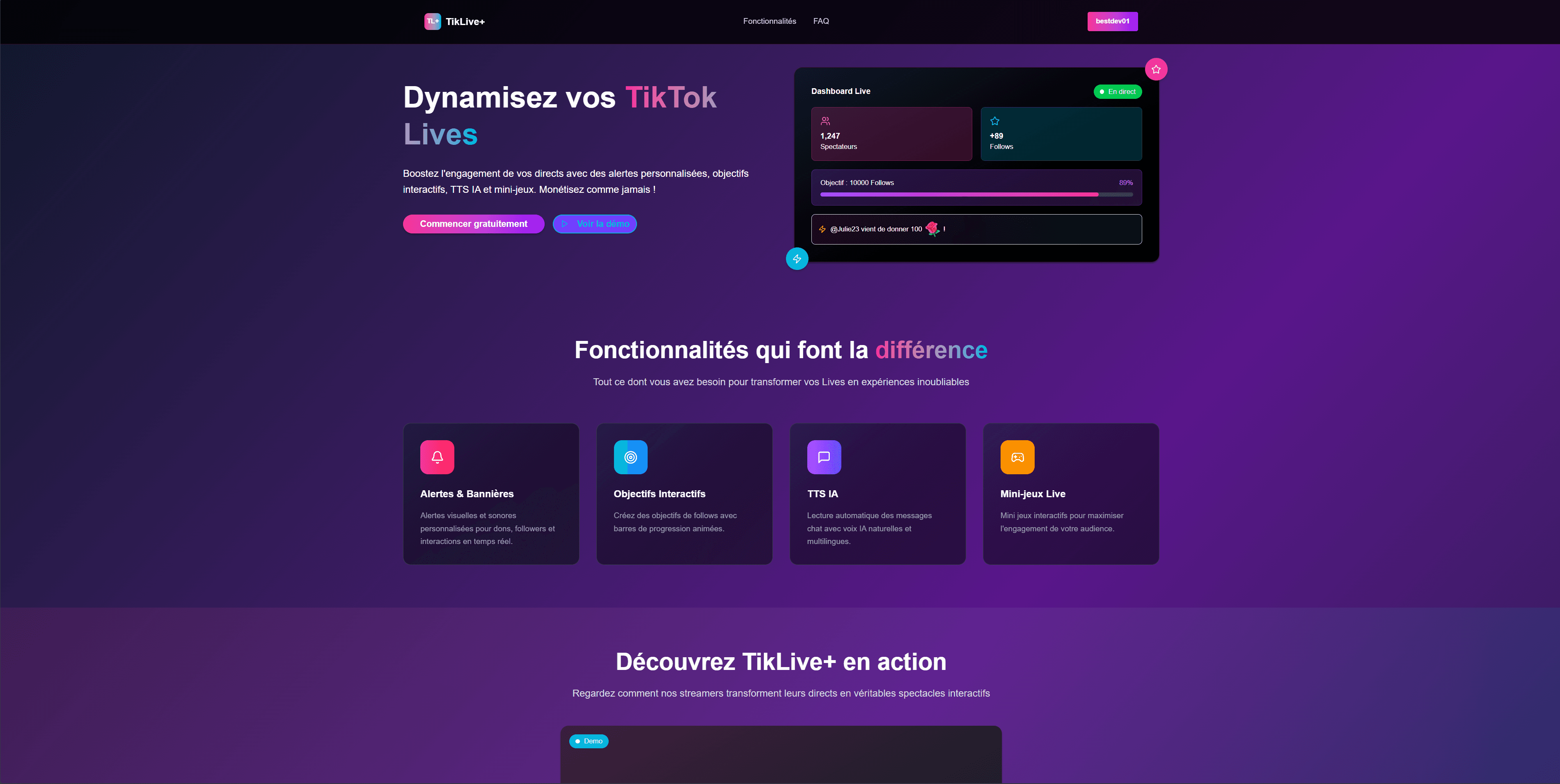 Capture d'une interface métier freelance