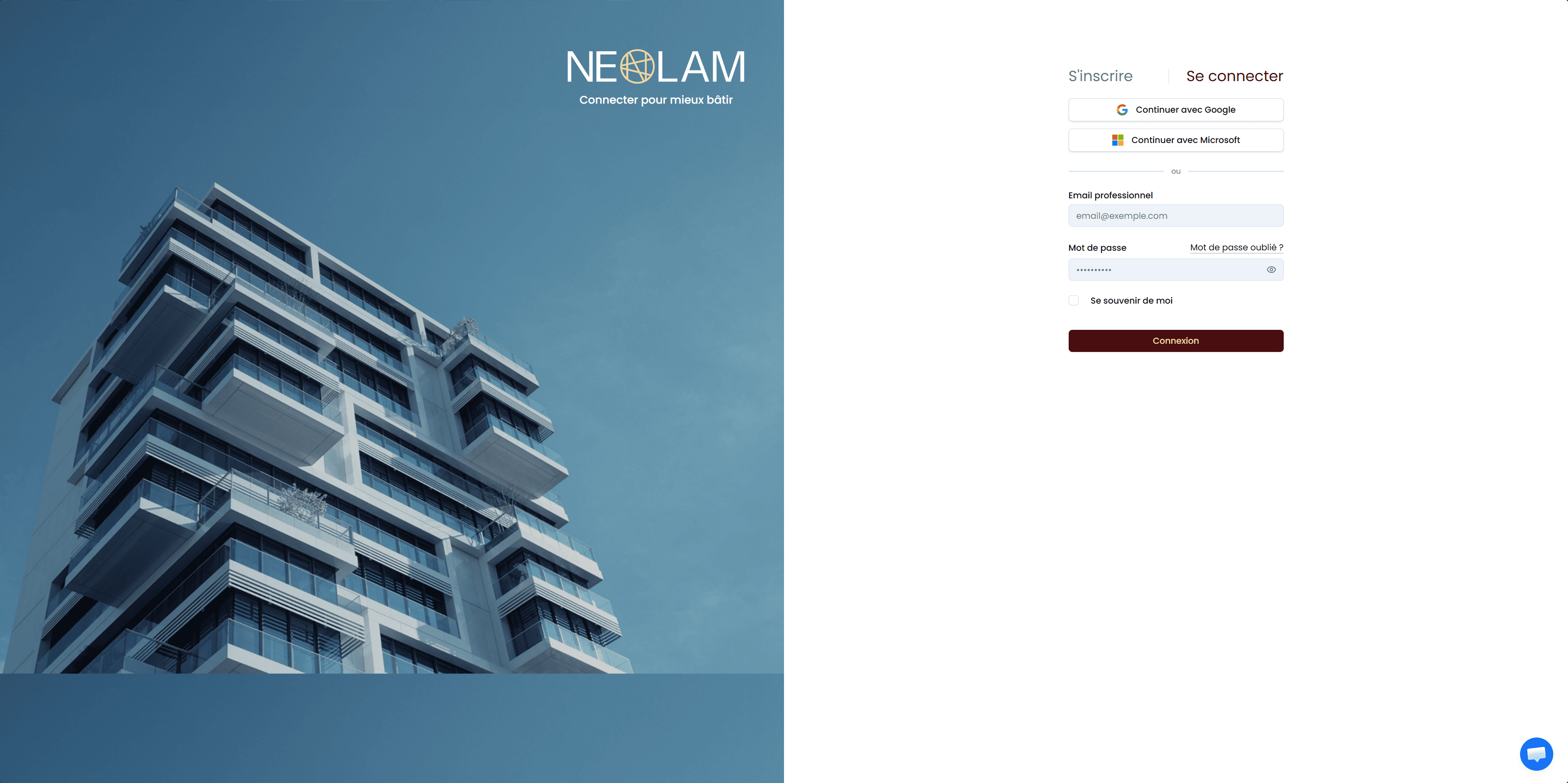 Capture de l'interface Neolam Sysmik